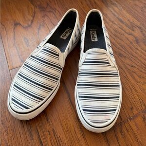 Keds Navy and White Striped Slip Ons